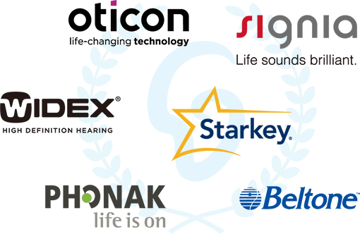 oticon, signia, widex, starkey, phonak, beltone
